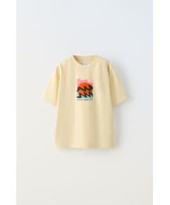 Zara Футболка с принтом wavy print , Цвет: Коричневый, Размер: 6-7 лет (120 см)