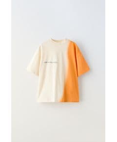 Zara Футболка dip-dye с закругленным вырезом и короткими рукавами, Цвет: Оранжевый, Размер: 6-7 лет (120 см)