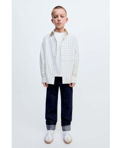 Zara Рубашка в полоску с карманом для нейтралов , Цвет: Синий, Размер: 6-7 лет (120 см)