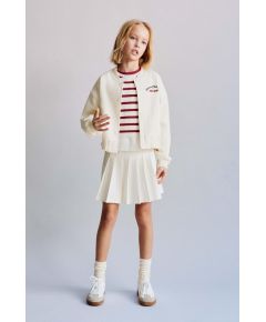 Zara Юбка с эластичным поясом, боковыми складками и металлическими аппликациями на талии, Цвет: Бежевый, Размер: 6 лет (116 см)