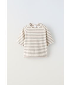 Zara Футболка из полосатого льна , Цвет: Бежевый, Размер: 6-7 лет (120 см)