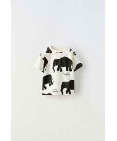 Zara Футболка elephant , Цвет: Бежевый, Размер: 9-12 месяцев (80 см)