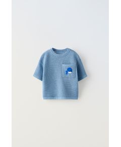 Zara Вяжет футболку с кружевной вышивкой , Цвет: Синий, Размер: 1½ лет (86 см)