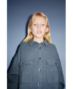 Zara Рубашка с текстурированным увеличенным рисунком , Цвет: Синий, Размер: 6-7 лет (120 см)