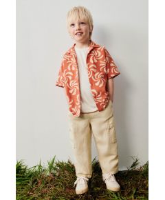 Zara Рубашка из печатного хлопка и льна , Цвет: Красный, Размер: 1½ лет (86 см)