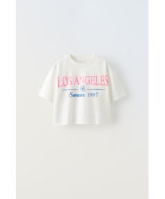 Zara Футболка с нанесенным выступающим слоганом , Цвет: Белый, Размер: 6-7 лет (120 см)