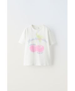 Zara Футболка с эффектом распыления и слоганом , Цвет: Белый, Размер: 6-7 лет (120 см)