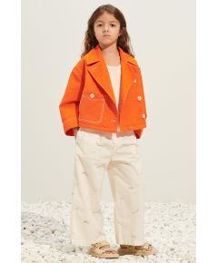 Zara Укороченное тренч-пальто с воротником-хомутом и длинными рукавами, Цвет: Оранжевый, Размер: 6-7 лет (120 см)