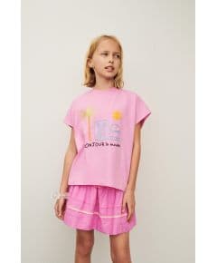 Zara Футболка с шнуром и вышивкой , Цвет: Розовый, Размер: 6-7 лет (120 см)