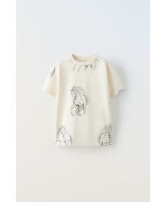 Zara Футболка с конем в принте , Цвет: Бежевый, Размер: 6-7 лет (120 см)