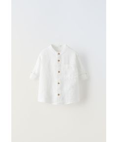 Zara Рубашка из льняно-хлопковой смеси , Цвет: Бежевый, Размер: 1½ лет (86 см)