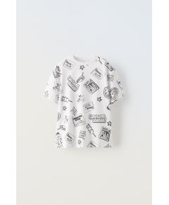 Zara Распечатанная футболка , Цвет: Белый, Размер: 6-7 лет (120 см)