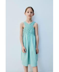 Zara Текстурированное платье-платье , Цвет: Зеленый, Размер: 6 лет (116 см)