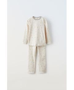 Zara Пижама с принтом в рубчик, Цвет: Бежевый, Размер: 6-7 лет (120 см)