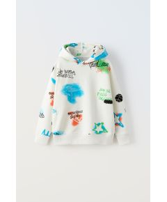 Zara Худи с граффити , Цвет: Бежевый, Размер: 6-7 лет (120 см)