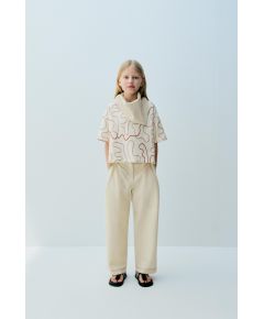 Zara Футболка с вышитыми узорами , Цвет: Бежевый, Размер: 6-7 лет (120 см)