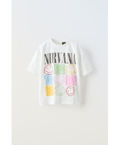 Zara Футболка nirvana ® , Цвет: Белый, Размер: 6-7 лет (120 см)