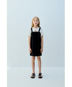 Zara Фартук-платье с контрастной отстрочкой , Цвет: Черный, Размер: 7 лет (122 см)