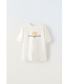 Zara Футболка с вышитым лозунгом , Цвет: Белый, Размер: 6-7 лет (120 см)