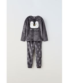 Zara 6-14 лет / комплект из флиса с пенгвином , Цвет: Серый, Размер: 6-7 лет (120 см)