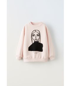 Zara Толстовка с капюшоном с камнями , Цвет: Розовый, Размер: 6-7 лет (120 см)