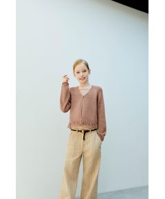 Zara Трикотажный кардиган с бахромой , Цвет: Оранжевый, Размер: 6-7 лет (120 см)