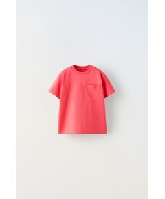 Zara Простая футболка с карманом , Цвет: Розовый, Размер: 1½ лет (86 см)