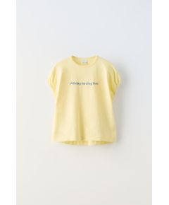 Zara   slub knit футболка с лозунгом , Цвет: Жёлтый, Размер: 6-7 лет (120 см)