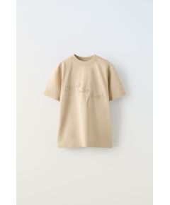 Zara Футболка с вышитым лозунгом , Цвет: Коричневый, Размер: 6-7 лет (120 см)