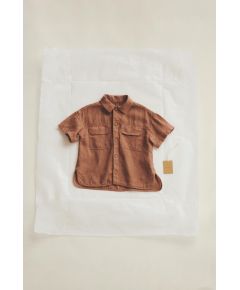 Zara Timelesz - льняная рубашка с карманами , Цвет: Коричневый, Размер: 1½ лет (86 см)