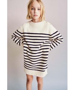 Zara Полосатое трикотажное платье с пуговицами , Цвет: Бежевый, Размер: 6-7 лет (120 см)