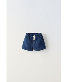 Zara Шорты с эффектом денима и контрастным поясом , Цвет: Синий, Размер: 1½ лет (86 см)