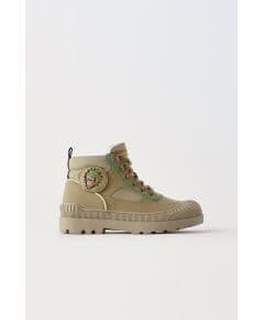 Zara Кроссовки с высоким верхом dinosaur high top , Цвет: Зеленый, Размер: 29 (18,3 см)