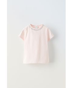 Zara Футболка с драгоценными камнями , Цвет: Розовый, Размер: 6-7 лет (120 см)