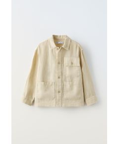 Zara Рубашка из льна с карманами , Цвет: Бежевый, Размер: 6-7 лет (120 см)