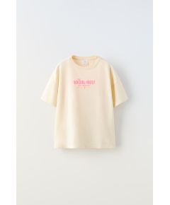 Zara Футболка с ярким слоганом neon , Цвет: Бежевый, Размер: 6-7 лет (120 см)