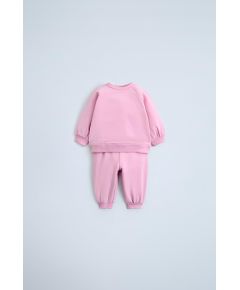 Zara Двухчастный костюм "plain plush" из кофты и брюк , Цвет: Розовый, Размер: 1-3 месяцев (62 см)