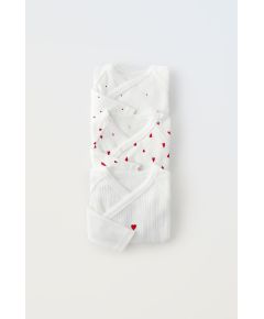 Zara Pack of three kimono neck heart bodysuits , Цвет: Белый, Размер: 0-0 месяцев (50 см)