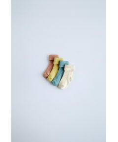 Zara Pack of 4 coloured socks - упаковка из четырех пар цветных носков с отворотами, Цвет: С принтом, Размер: 0-1 месяцев (10 см)