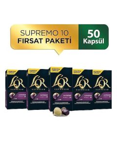 L'Or - Supremo - Интенсивность 10 - Nespresso Compatible Capsule Coffee Pack 10 x 5 пакетов (50 штук)