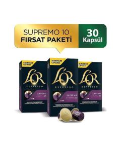 L'OR Supremo - Интенсивность 10 - Nespresso Compatible Capsule Coffee Pack 10 x 3 Пакеты (30 штук)