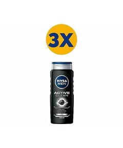 Nivea Men Active Clean 500 мл, 3 штуки геля для душа.