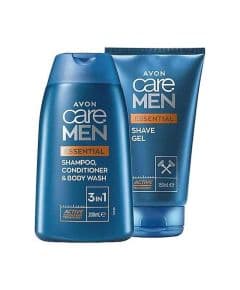 Пакет Avon Care Men Essential: Гель для бритья и шампунь 3 в 1, крем для ухода и гель для душа