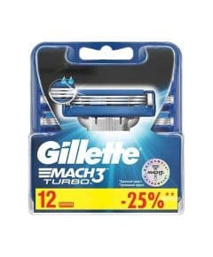 Gillette Mach3 Turbo Запасное бритвенное лезвие 12 штук