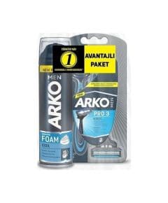 Пакет преимуществ ARKO Men T3 Pro с трехлезвийной бритвой и прохладной пеной для бритья 200 мл (3 штуки)