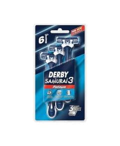 Derby Samurai Platinum 3-лезвийные бритвенные станки, 6 штук