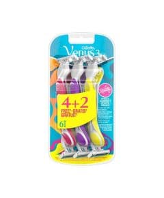 Gillette Venus 3 Цветной Бритвенный Станок на 6 лезвий (4+2) одноразового использования