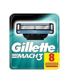 Gillette Mach3 Запасные лезвия для бритвы, 8 штук в картонной упаковке