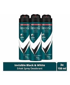 Дезодорант-спрей для мужчин Rexona Men Invisible Black & White, 72 часа бесперебойной превосходной защиты, 150 мл х3