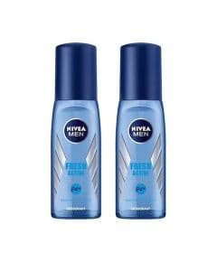 Nivea Men Fresh Active Дезодорант-спрей для мужчин с дозатором, 75 мл, 2 штуки.